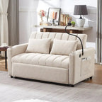 Canapé convertible 2 places beige / gris-bleu / gris clair