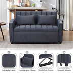 Canapé convertible 2 places beige / gris-bleu / gris clair