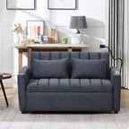 Canapé convertible 2 places beige / gris-bleu / gris clair