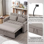 Canapé convertible 2 places beige / gris-bleu / gris clair