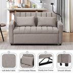 Canapé convertible 2 places beige / gris-bleu / gris clair