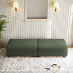 Poufs tapissés en velours côtelé, lot de 2 – Beige / Vert / Orange / Gris / Gris clair / Vert chasseur