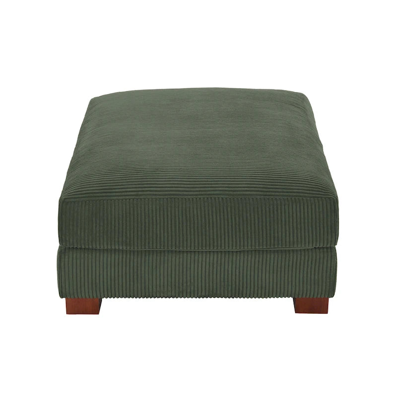 Poufs tapissés en velours côtelé, lot de 2 – Beige / Vert / Orange / Gris / Gris clair / Vert chasseur
