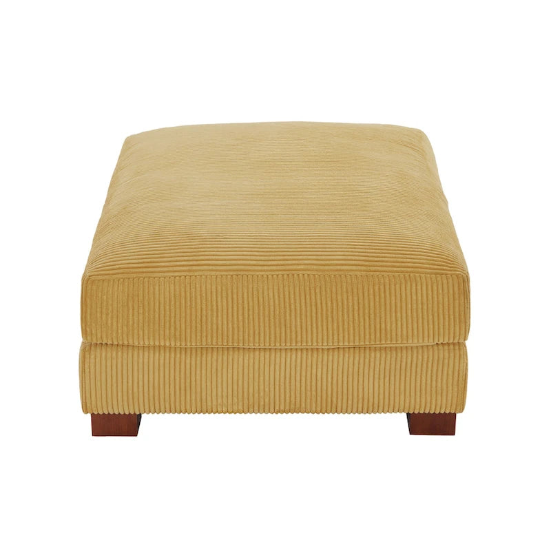 Poufs tapissés en velours côtelé, lot de 2 – Beige / Vert / Orange / Gris / Gris clair / Vert chasseur