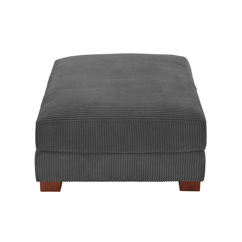 Poufs tapissés en velours côtelé, lot de 2 – Beige / Vert / Orange / Gris / Gris clair / Vert chasseur