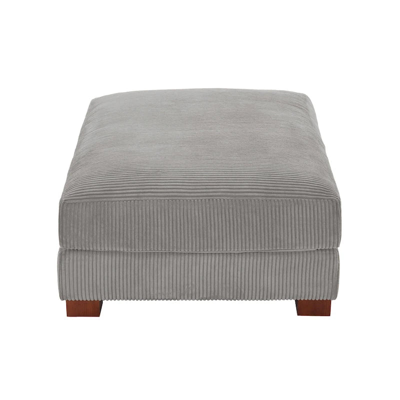 Poufs tapissés en velours côtelé, lot de 2 – Beige / Vert / Orange / Gris / Gris clair / Vert chasseur