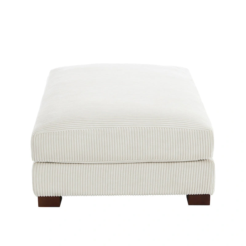 Poufs tapissés en velours côtelé, lot de 2 – Beige / Vert / Orange / Gris / Gris clair / Vert chasseur