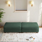Poufs tapissés en velours côtelé, lot de 2 – Beige / Vert / Orange / Gris / Gris clair / Vert chasseur
