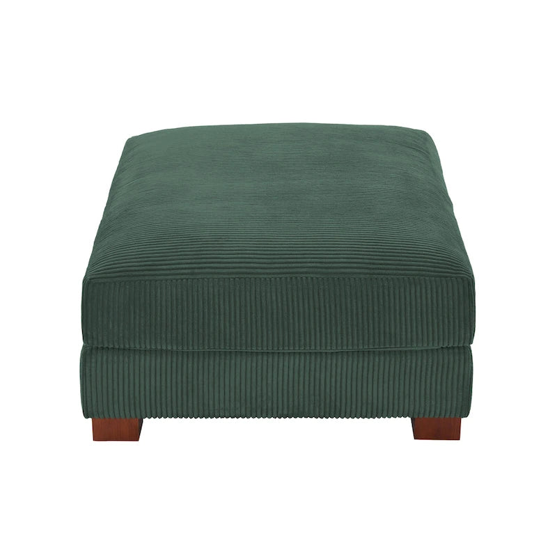 Poufs tapissés en velours côtelé, lot de 2 – Beige / Vert / Orange / Gris / Gris clair / Vert chasseur