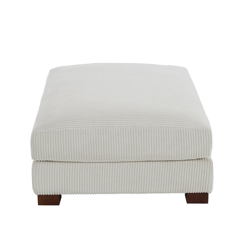Poufs tapissés en velours côtelé, lot de 2 – Beige / Vert / Orange / Gris / Gris clair / Vert chasseur