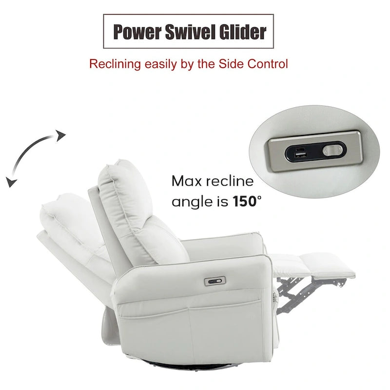 Fauteuil inclinable pivotant et berçant MERAX 270 avec ports USB