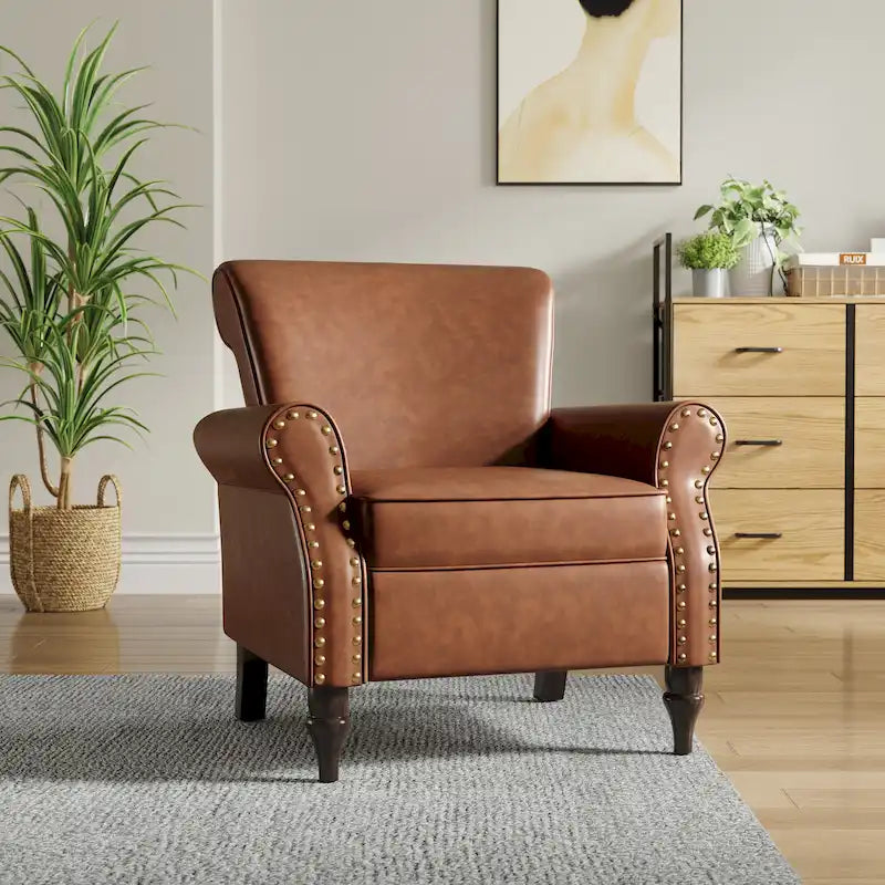 Fauteuil d'appoint en similicuir gris/noir/marron, une place
