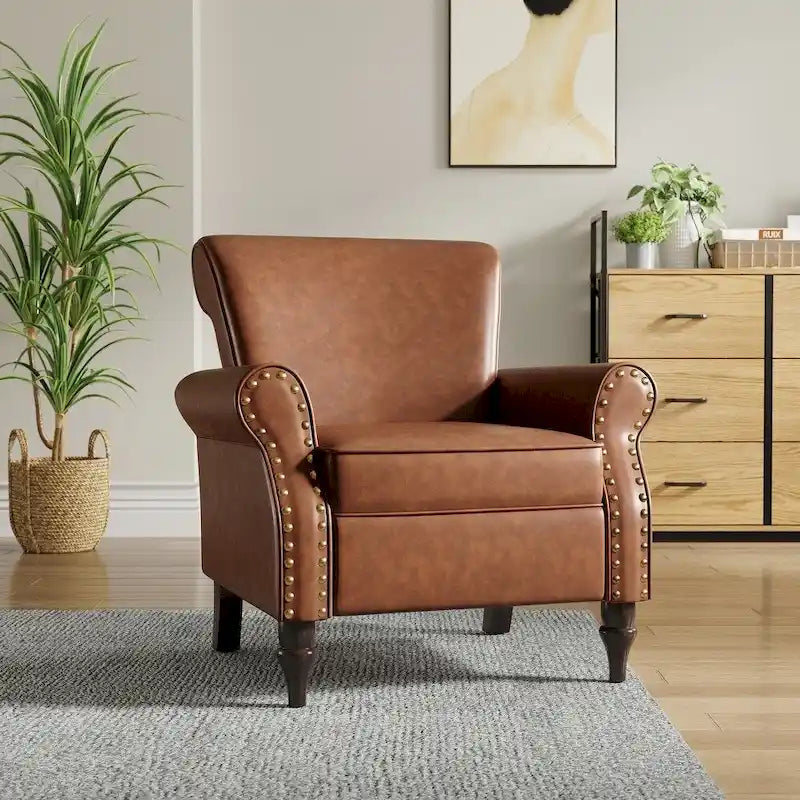 Fauteuil d'appoint en similicuir gris/noir/marron, une place