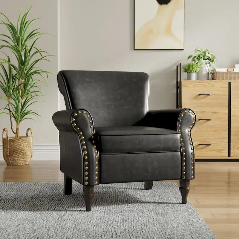 Fauteuil d'appoint en similicuir gris/noir/marron, une place