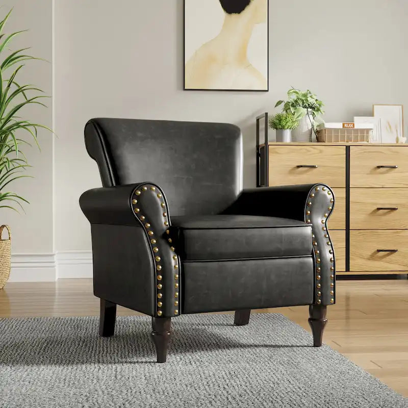 Fauteuil d'appoint en similicuir gris/noir/marron, une place