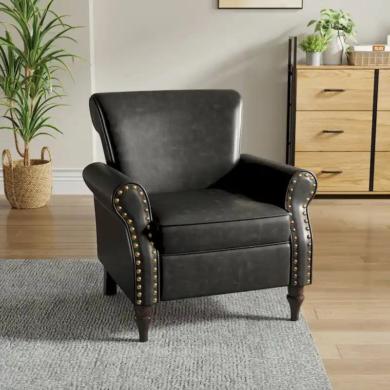 Fauteuil d'appoint en similicuir gris/noir/marron, une place