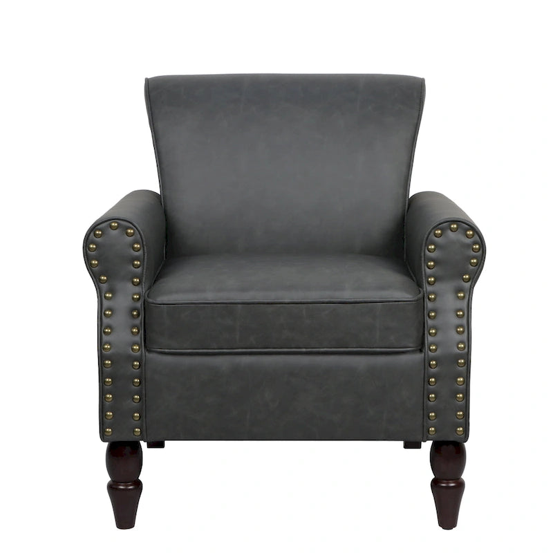 Fauteuil d'appoint en similicuir gris/noir/marron, une place