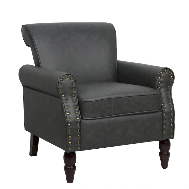 Fauteuil d'appoint en similicuir gris/noir/marron, une place
