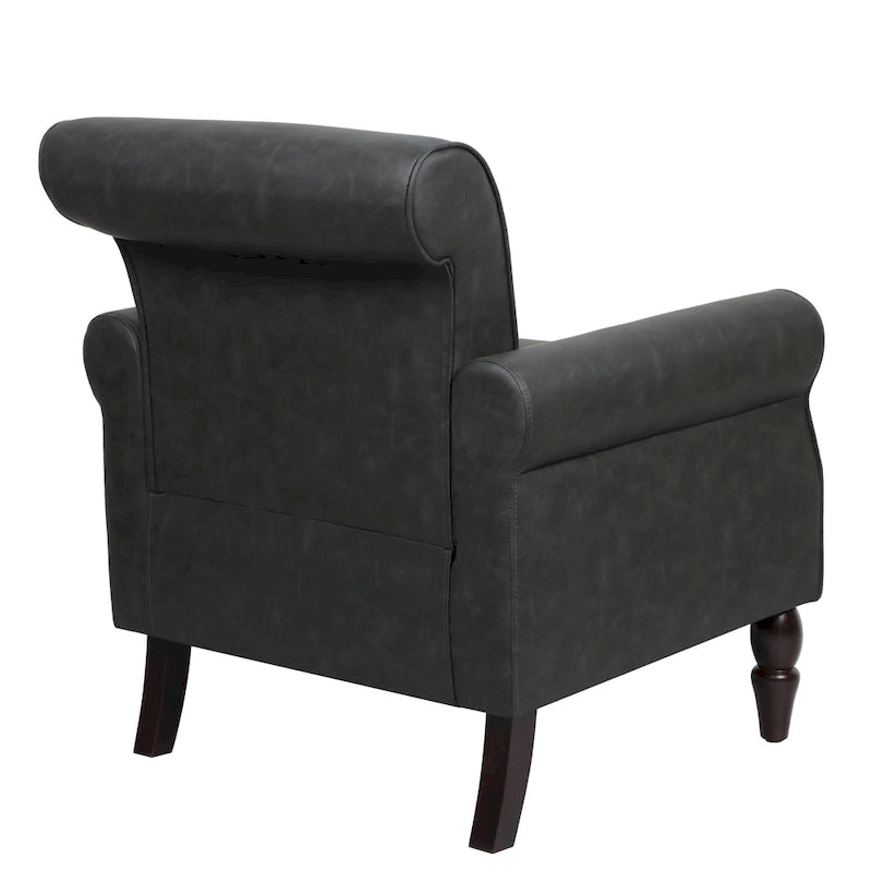 Fauteuil d'appoint en similicuir gris/noir/marron, une place