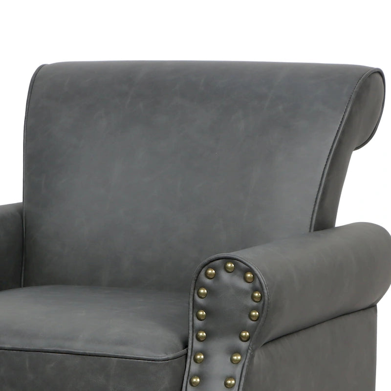 Fauteuil d'appoint en similicuir gris/noir/marron, une place
