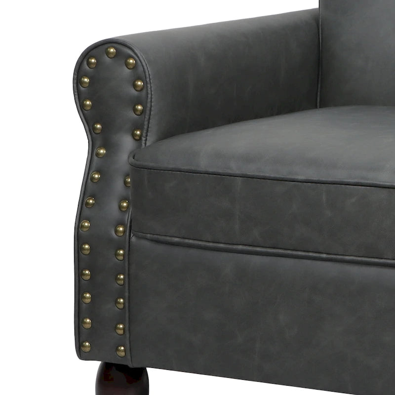 Fauteuil d'appoint en similicuir gris/noir/marron, une place
