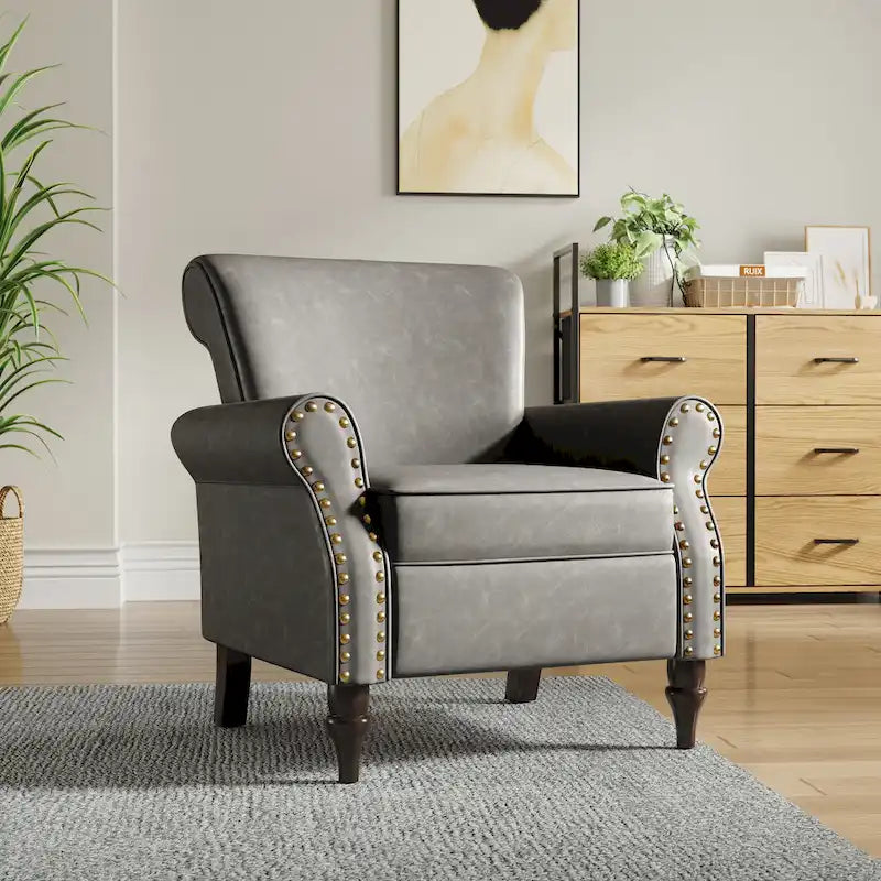 Fauteuil d'appoint en similicuir gris/noir/marron, une place