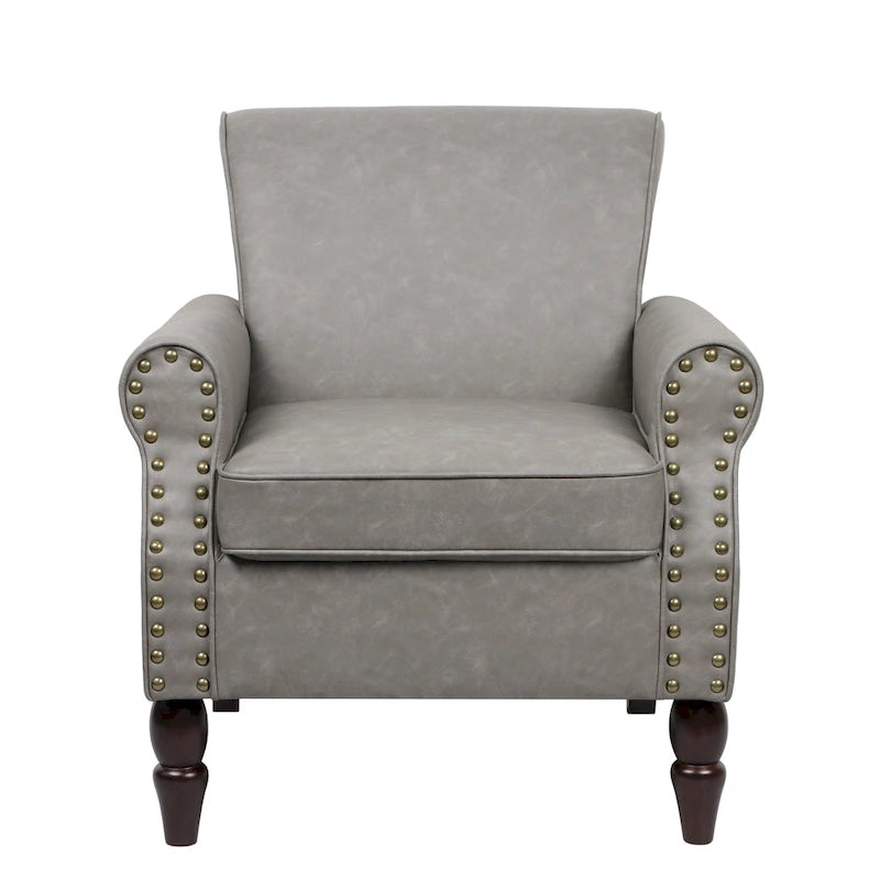 Fauteuil d'appoint en similicuir gris/noir/marron, une place