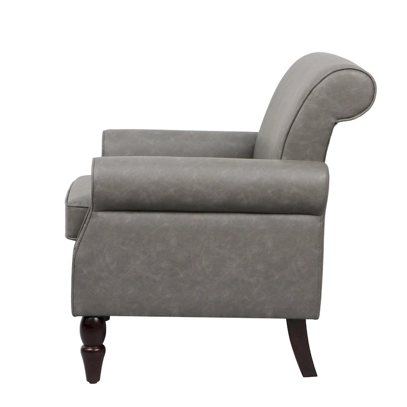 Fauteuil d'appoint en similicuir gris/noir/marron, une place
