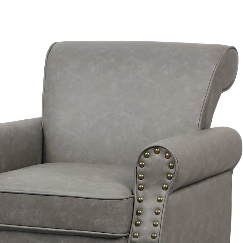 Fauteuil d'appoint en similicuir gris/noir/marron, une place
