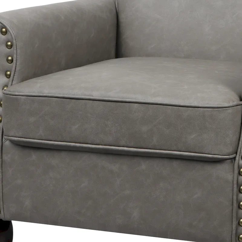 Fauteuil d'appoint en similicuir gris/noir/marron, une place