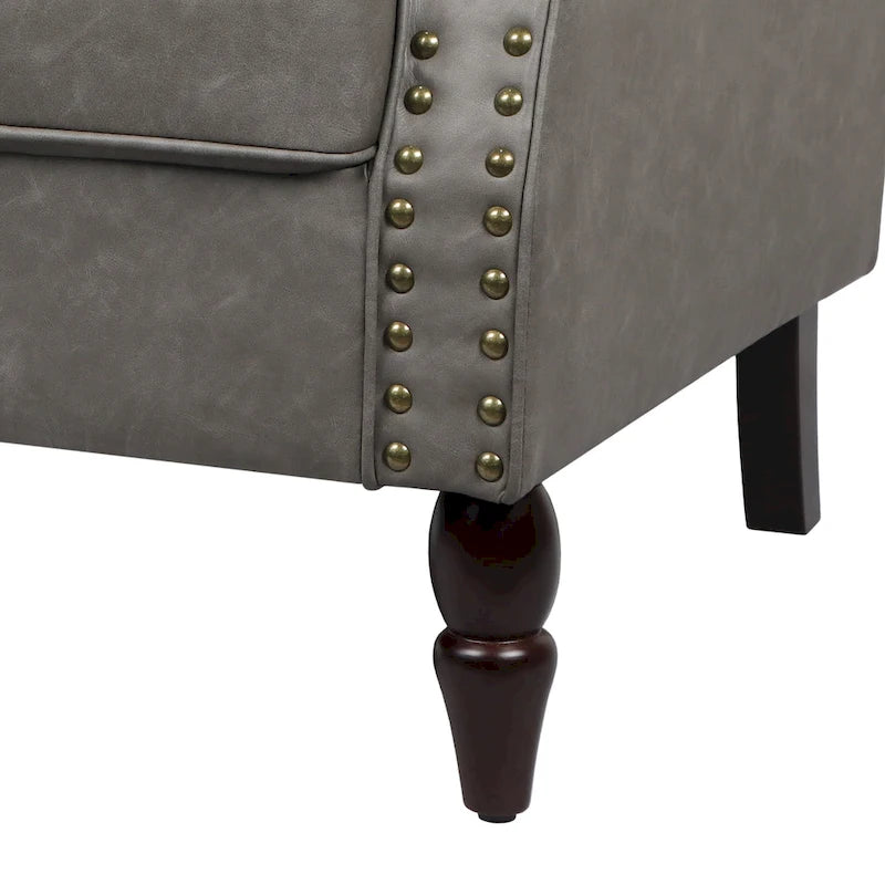 Fauteuil d'appoint en similicuir gris/noir/marron, une place