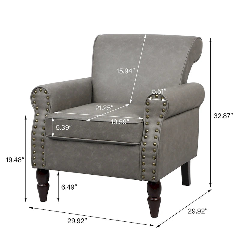 Fauteuil d'appoint en similicuir gris/noir/marron, une place