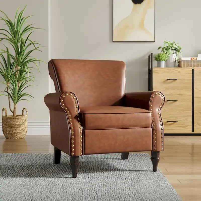 Fauteuil d'appoint en similicuir gris/noir/marron, une place