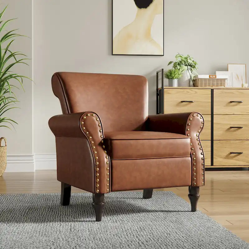 Fauteuil d'appoint en similicuir gris/noir/marron, une place