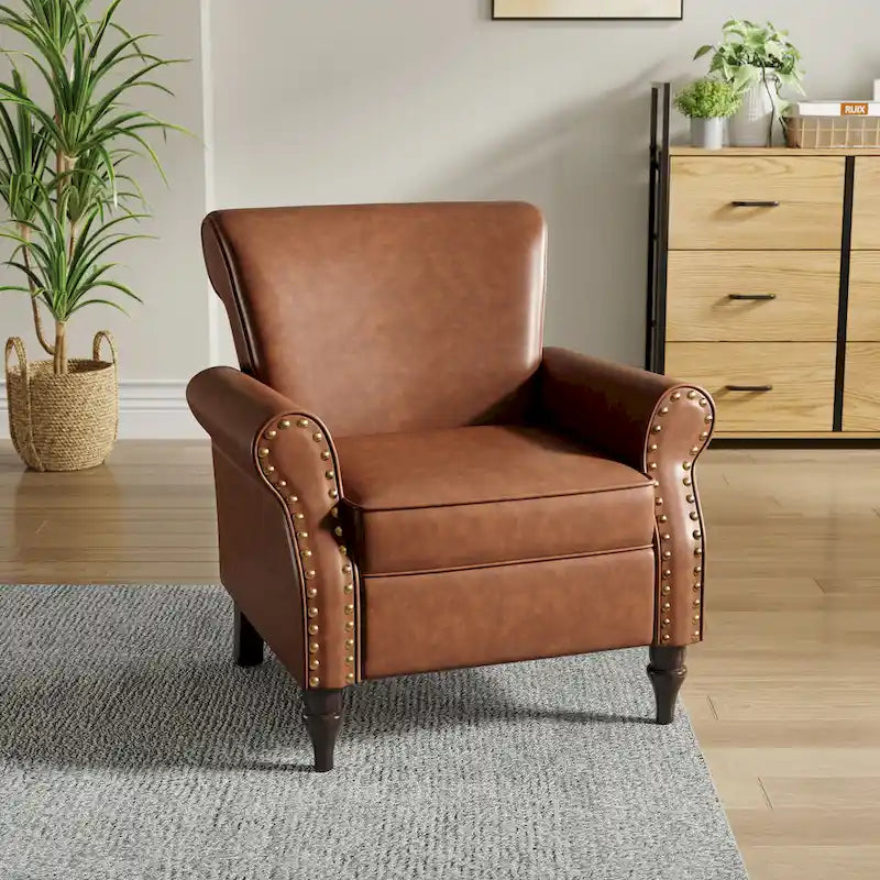 Fauteuil d'appoint en similicuir gris/noir/marron, une place