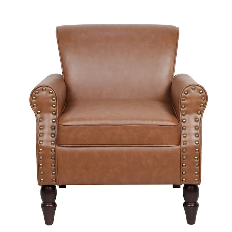 Fauteuil d'appoint en similicuir gris/noir/marron, une place