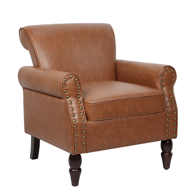 Fauteuil d'appoint en similicuir gris/noir/marron, une place