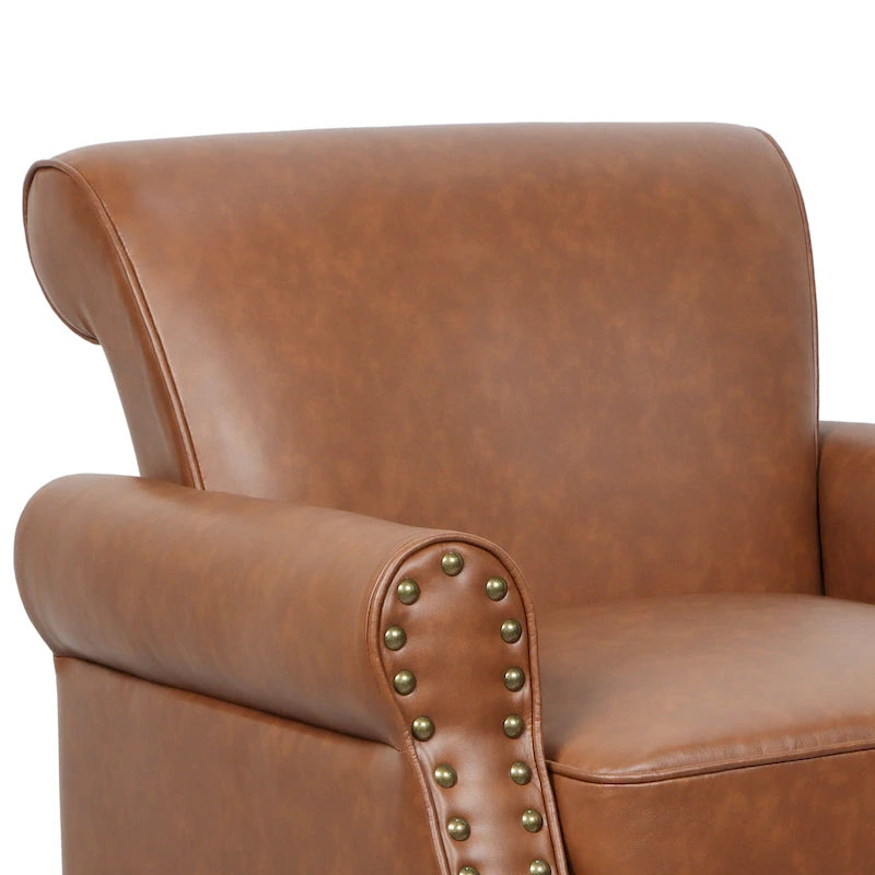 Fauteuil d'appoint en similicuir gris/noir/marron, une place