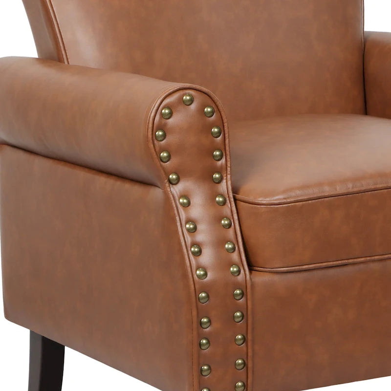 Fauteuil d'appoint en similicuir gris/noir/marron, une place