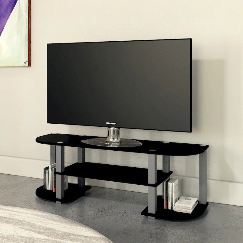 Meuble TV large multicolore, style contemporain, convient aux téléviseurs de 32 à 42 po, assemblage par 1 personne