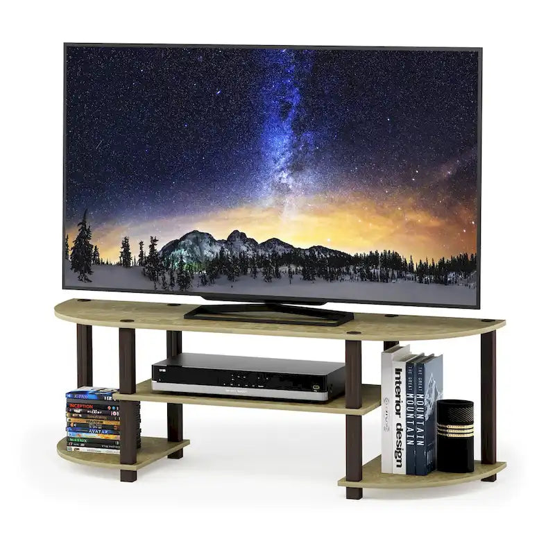 Meuble TV large multicolore, style contemporain, convient aux téléviseurs de 32 à 42 po, assemblage par 1 personne