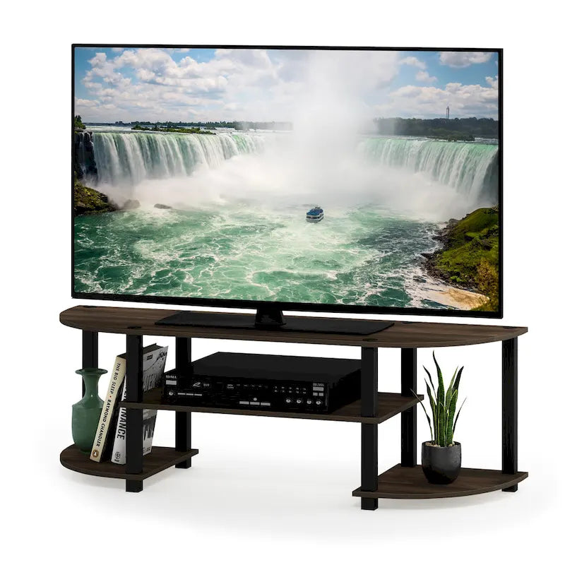 Meuble TV large multicolore, style contemporain, convient aux téléviseurs de 32 à 42 po, assemblage par 1 personne
