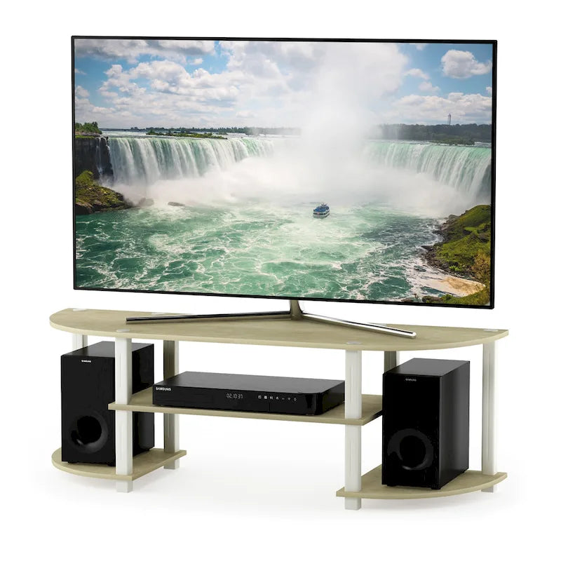 Meuble TV large multicolore, style contemporain, convient aux téléviseurs de 32 à 42 po, assemblage par 1 personne