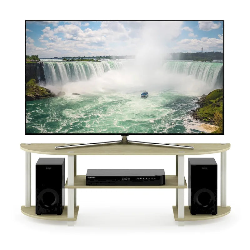 Meuble TV large multicolore, style contemporain, convient aux téléviseurs de 32 à 42 po, assemblage par 1 personne