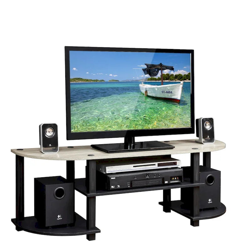 Meuble TV large multicolore, style contemporain, convient aux téléviseurs de 32 à 42 po, assemblage par 1 personne