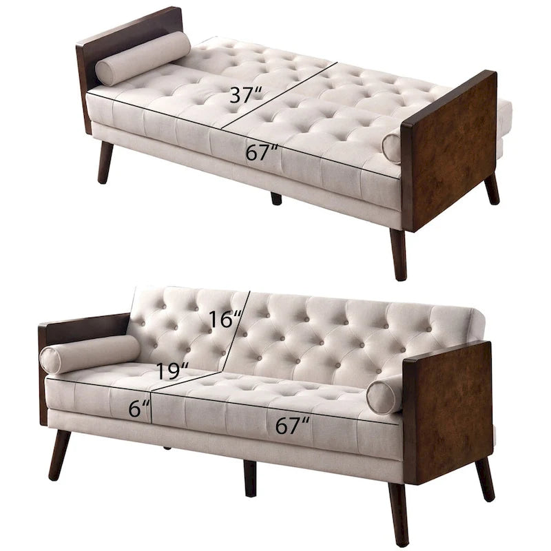 Canapé-lit futon convertible beige, 2 places