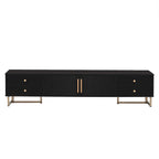 Meuble TV noir et blanc pour téléviseurs de 65 po et plus, 4 tiroirs + armoire, cadre en T