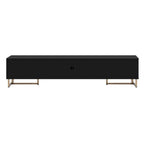 Meuble TV noir et blanc pour téléviseurs de 65 po et plus, 4 tiroirs + armoire, cadre en T