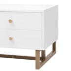 Meuble TV noir et blanc pour téléviseurs de 65 po et plus, 4 tiroirs + armoire, cadre en T