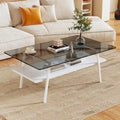 Table basse rectangulaire en verre, multicolore, à 2 niveaux